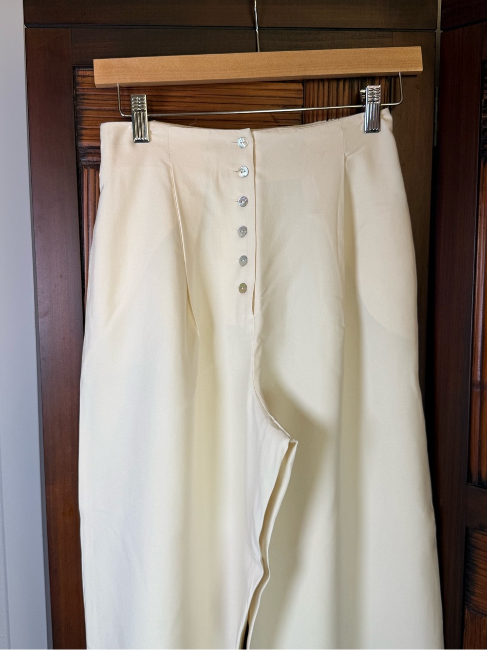 Vintage Express Silk Ivory High Rise Wide Leg Palazzo Pants Size 1/2 Quiet Luxur - Picture 3 of 12
